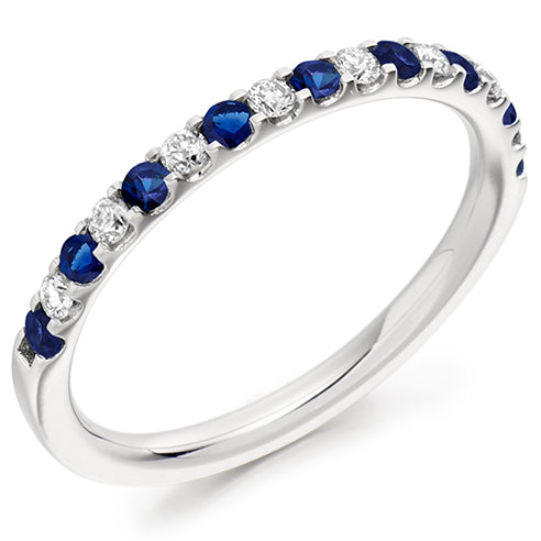 Sapphire & Diamond Half Eternity Ring, 0.19ct