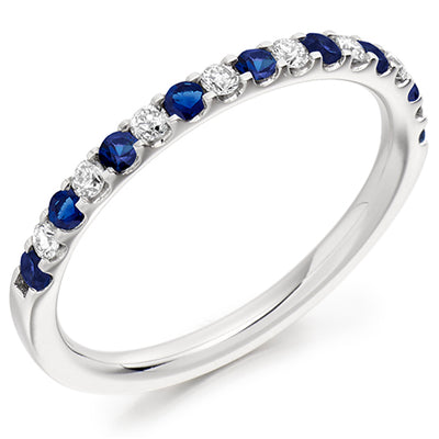 Sapphire & Diamond Half Eternity Ring, 0.19ct