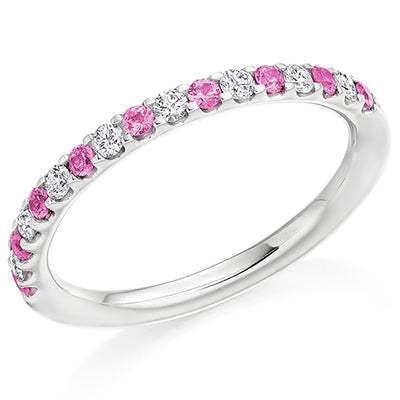 Pink Sapphire & Diamond Half Eternity Ring, 0.18ct