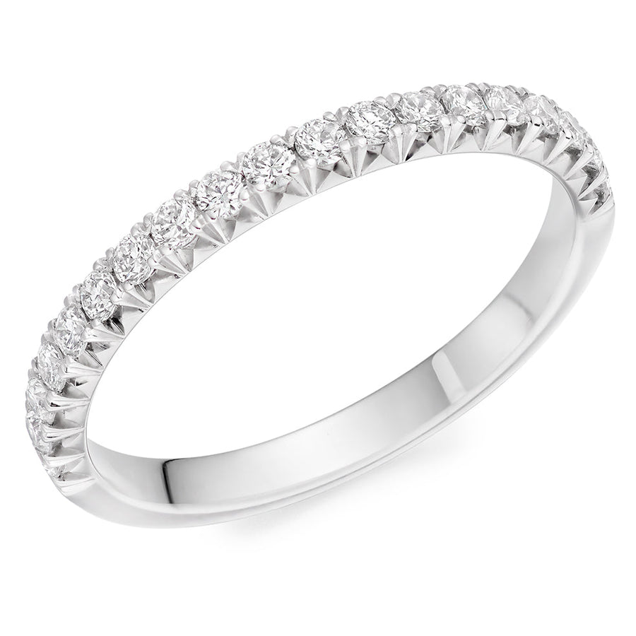 Ruby & Diamond Half Eternity Ring with French-Cut, 0.15ct