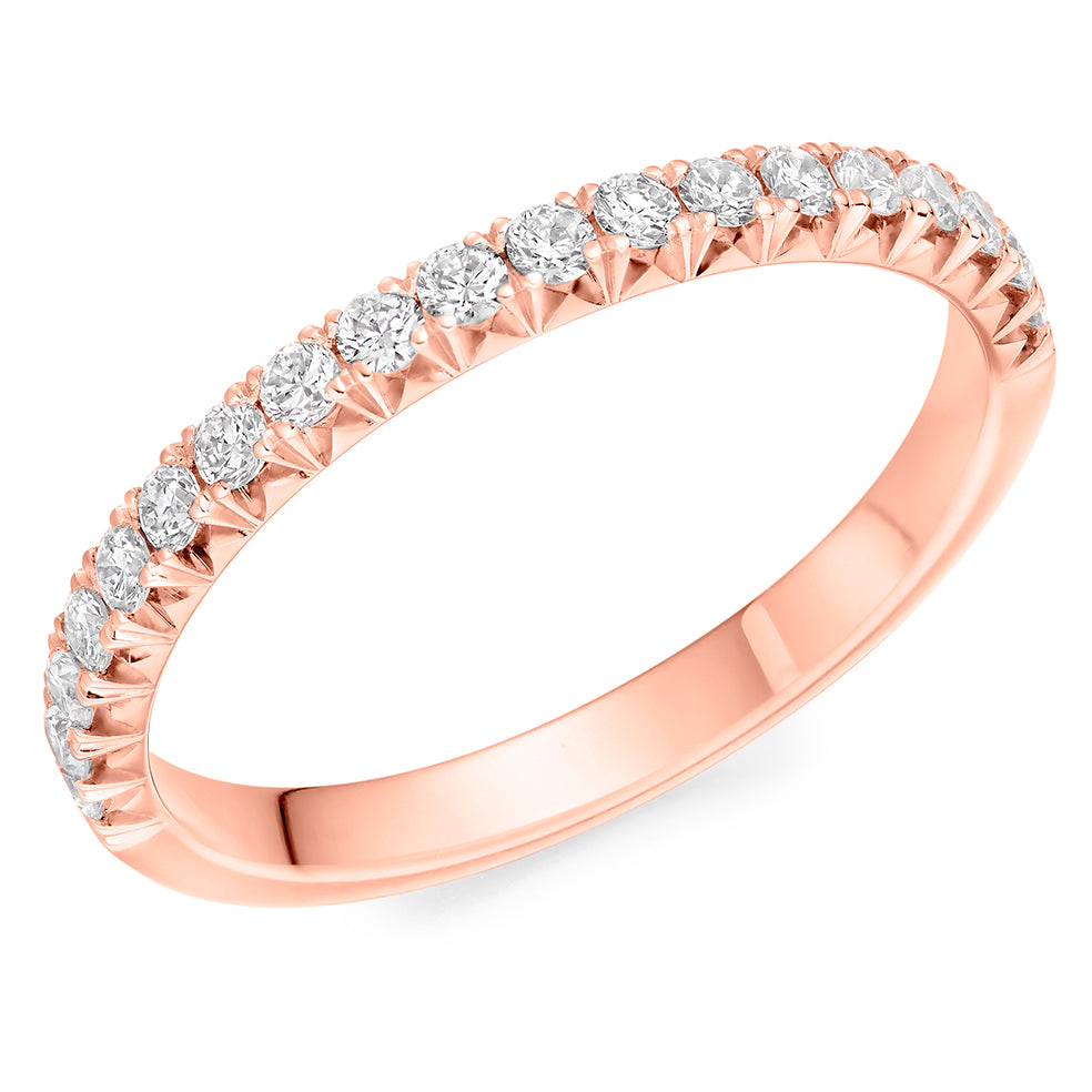 Emerald & Diamond Half Eternity Ring in Rose Gold