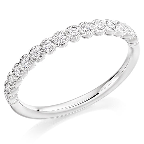 Milgrain Rubover Half Eternity Ring, 0.25ct total (HET10728)