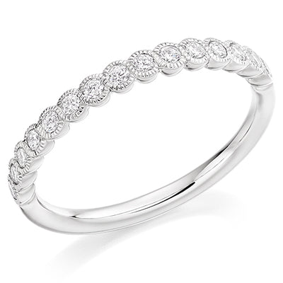 Milgrain Rubover Half Eternity Ring, 0.25ct total (HET10728)