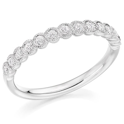 Milgrain Rubover Half Eternity Ring, 0.33ct total