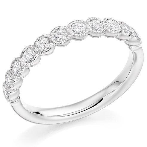 Milgrain Rubover Half Eternity Ring, 0.5ct total