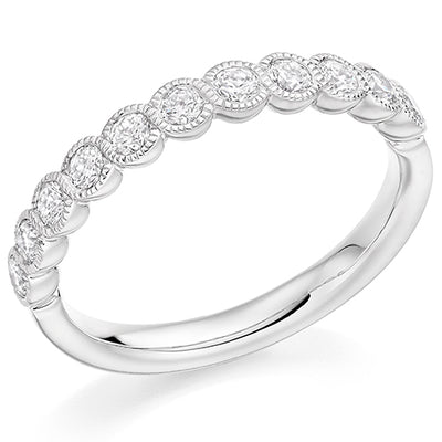 Milgrain Rubover Half Eternity Ring, 0.5ct total