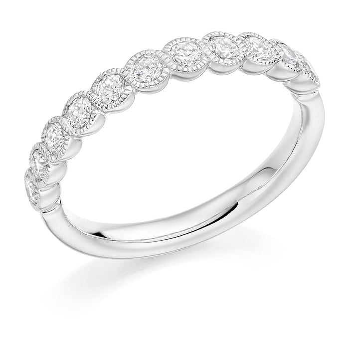 Milgrain Rubover Half Eternity Ring, 0.5ct total