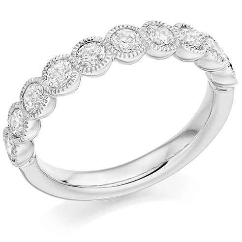Milgrain Rubover Half Eternity Ring, 1.0ct total