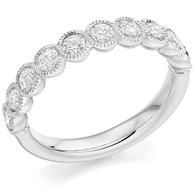 Milgrain Rubover Half Eternity Ring, 1.0ct total