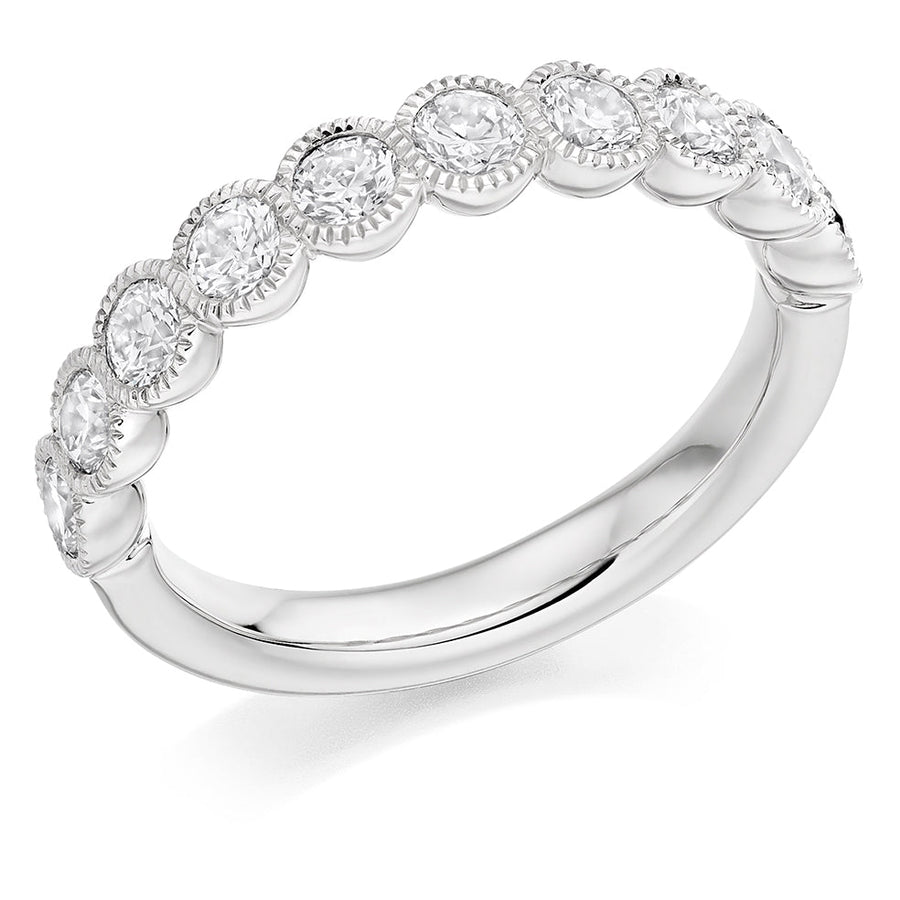 Milgrain Rubover Half Eternity Ring, 1.0ct total
