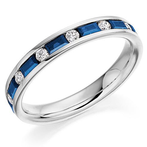 Sapphire & Diamond Half Eternity Ring, 0.16ct