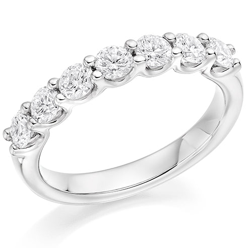 Claw-Set Diamond Half Eternity Ring B, 1.0ct