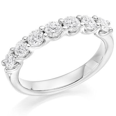 Claw-Set Diamond Half Eternity Ring B, 1.0ct