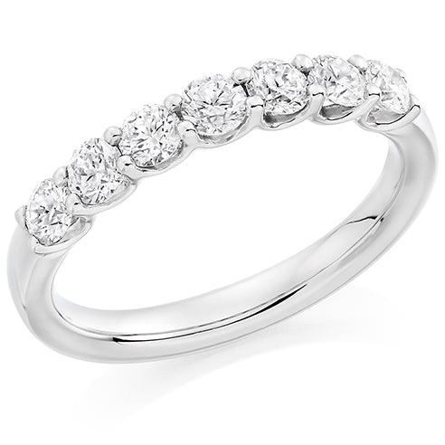 Claw-Set Diamond Half Eternity Ring B, 0.75ct