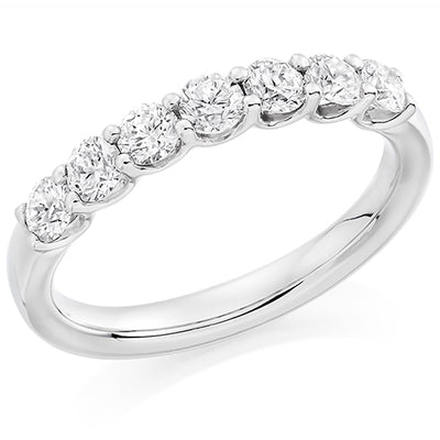 Claw-Set Diamond Half Eternity Ring B, 0.75ct