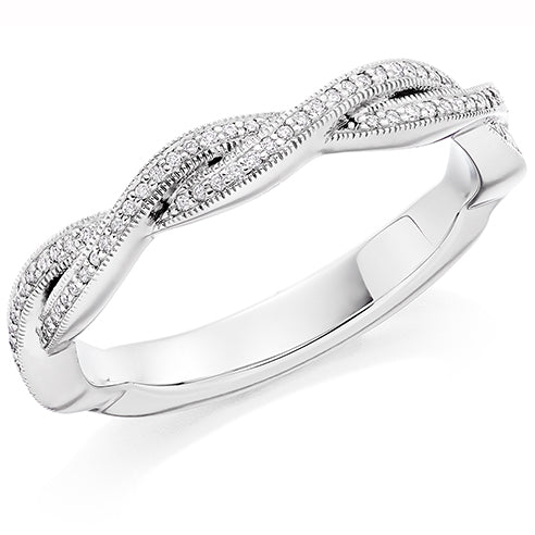 Curved Grain-Set Diamond Half Eternity Ring, 0.12ct