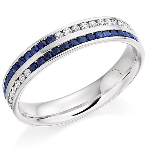 Sapphire & Diamond Half Eternity Ring, 0.17ct