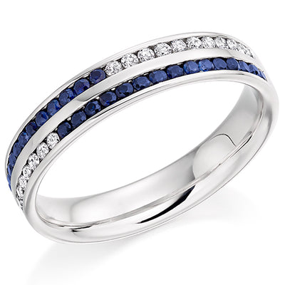 Sapphire & Diamond Half Eternity Ring, 0.17ct