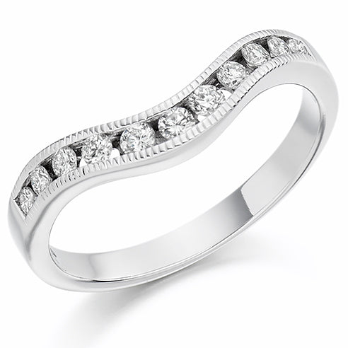 Shaped Milgrain Channel-Set Half Eternity Ring, 0.27ct total