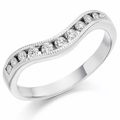 Shaped Milgrain Channel-Set Half Eternity Ring, 0.27ct total