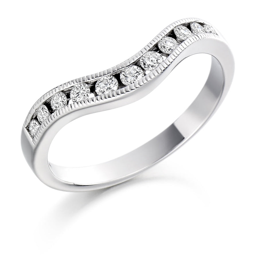 Shaped Milgrain Channel-Set Half Eternity Ring, 0.27ct total