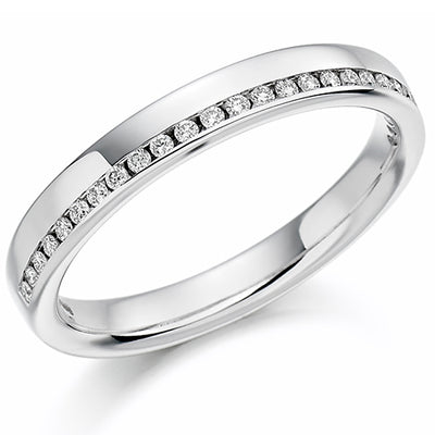 Offset Channel-Set Half Eternity Ring, 0.12ct total