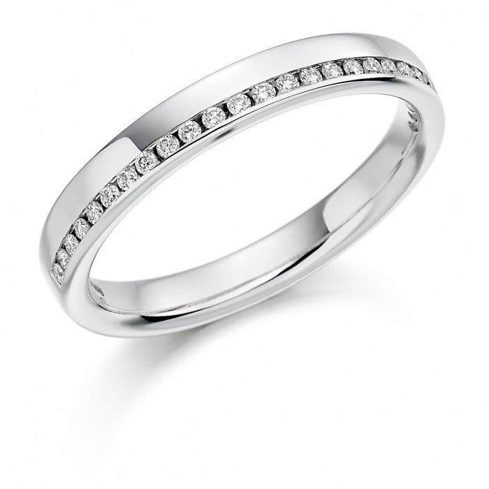 Offset Channel-Set Half Eternity Ring, 0.12ct total