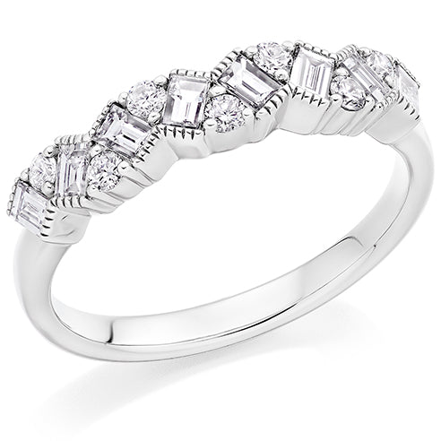 Curved Claw-Set Diamond Half Eternity Ring, 0.6ct