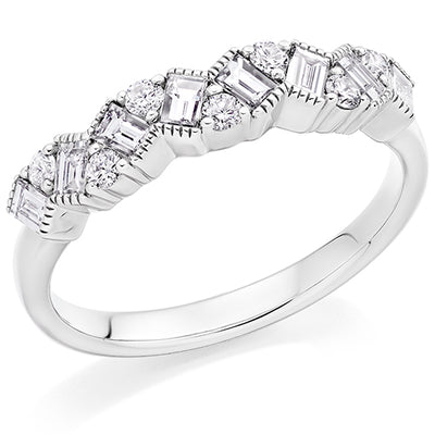 Curved Claw-Set Diamond Half Eternity Ring, 0.6ct