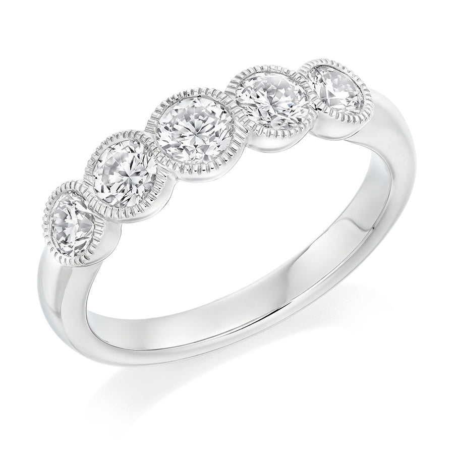 Milgrain Rubover Diamond Half Eternity Ring, 1.0ct