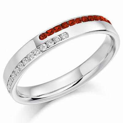 Ruby & Diamond Half Eternity Ring B, 0.15ct