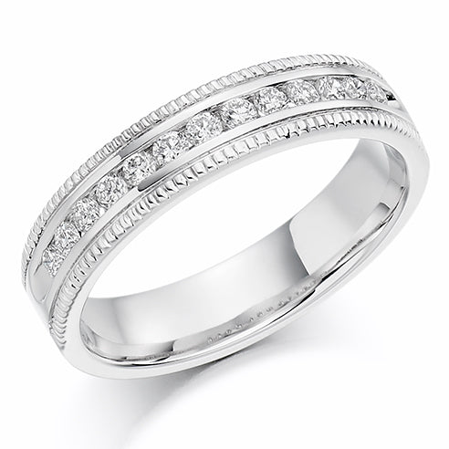 Milgrain Channel-Set Half Eternity Ring, 0.25ct total (HET1183)