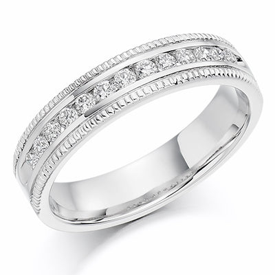 Milgrain Channel-Set Half Eternity Ring, 0.25ct total (HET1183)