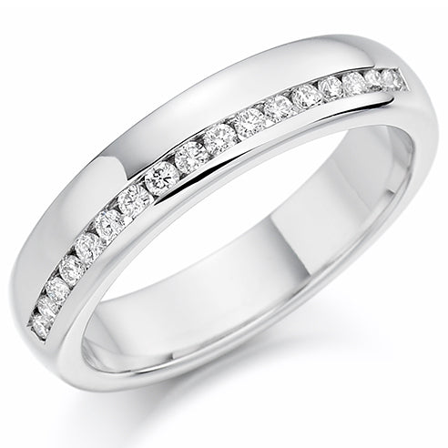 Offset Channel-Set Half Eternity Ring, 0.2ct total