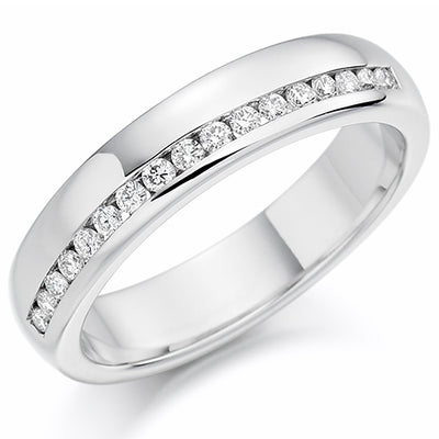 Offset Channel-Set Half Eternity Ring, 0.2ct total