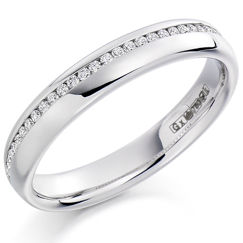 Offset Channel-Set Half Eternity Ring, 0.15ct total