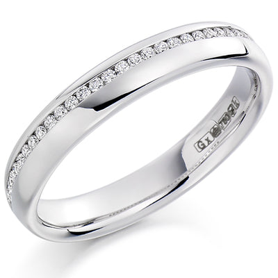 Offset Channel-Set Half Eternity Ring, 0.15ct total