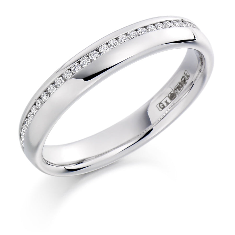 Offset Channel-Set Half Eternity Ring, 0.15ct total