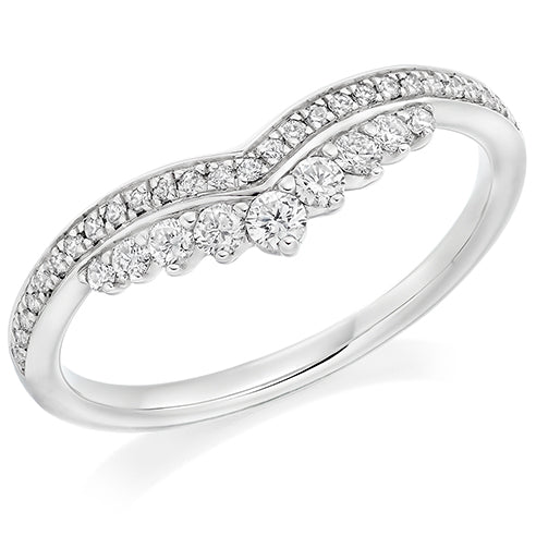 Curved Claw-Set Diamond Half Eternity Ring, 0.3ct