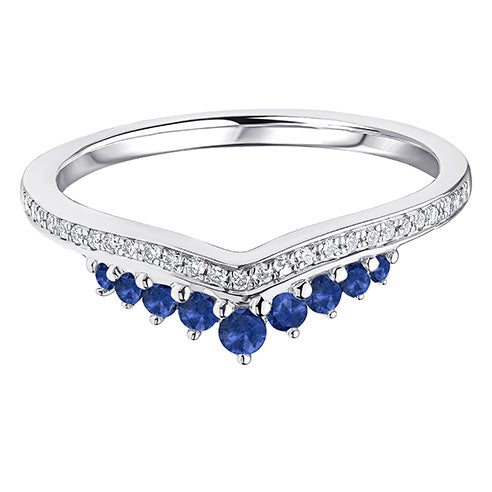 Sapphire & Diamond Half Eternity Ring with Grain-Set, 0.1ct