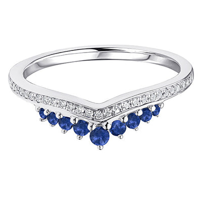 Sapphire & Diamond Half Eternity Ring with Grain-Set, 0.1ct