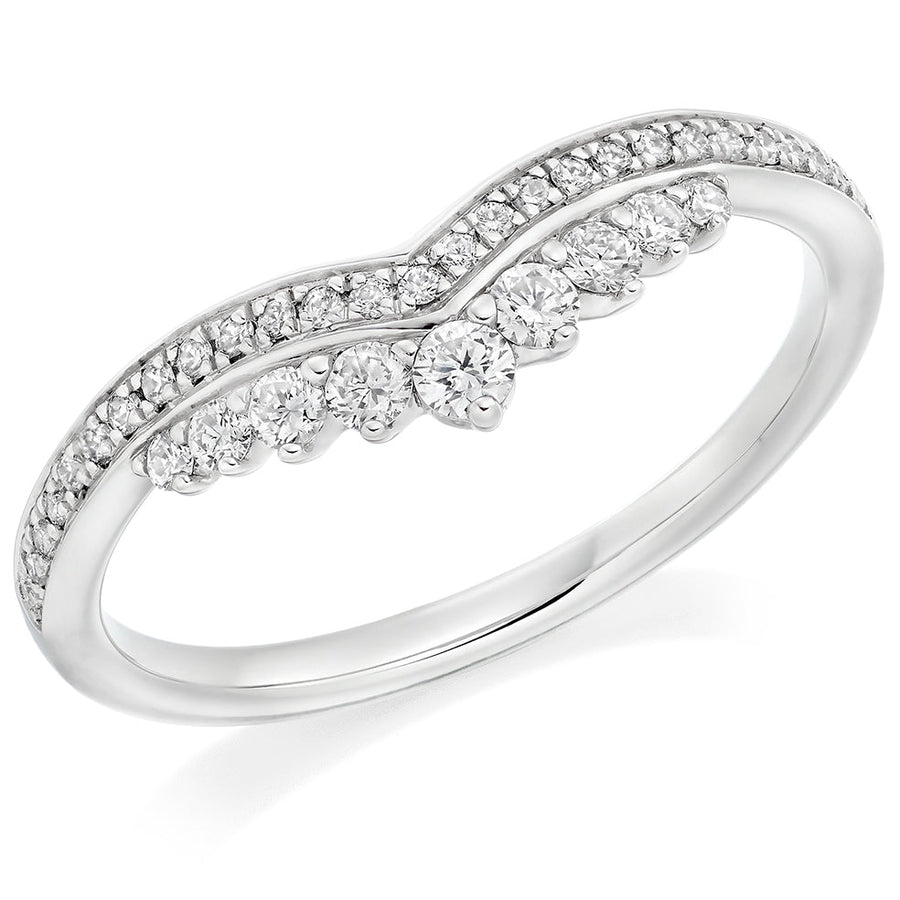 Emerald & Diamond Half Eternity Ring with Grain-Set, 0.1ct