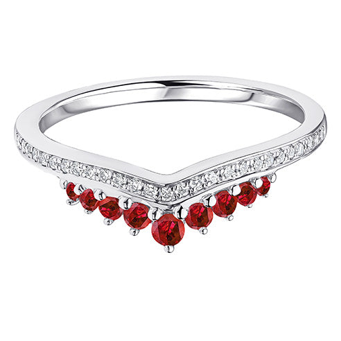 Ruby & Diamond Half Eternity Ring with Grain-Set, 0.1ct