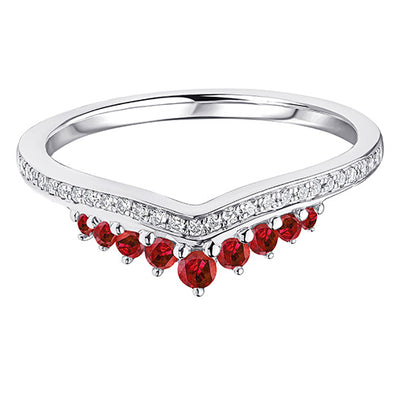 Ruby & Diamond Half Eternity Ring with Grain-Set, 0.1ct