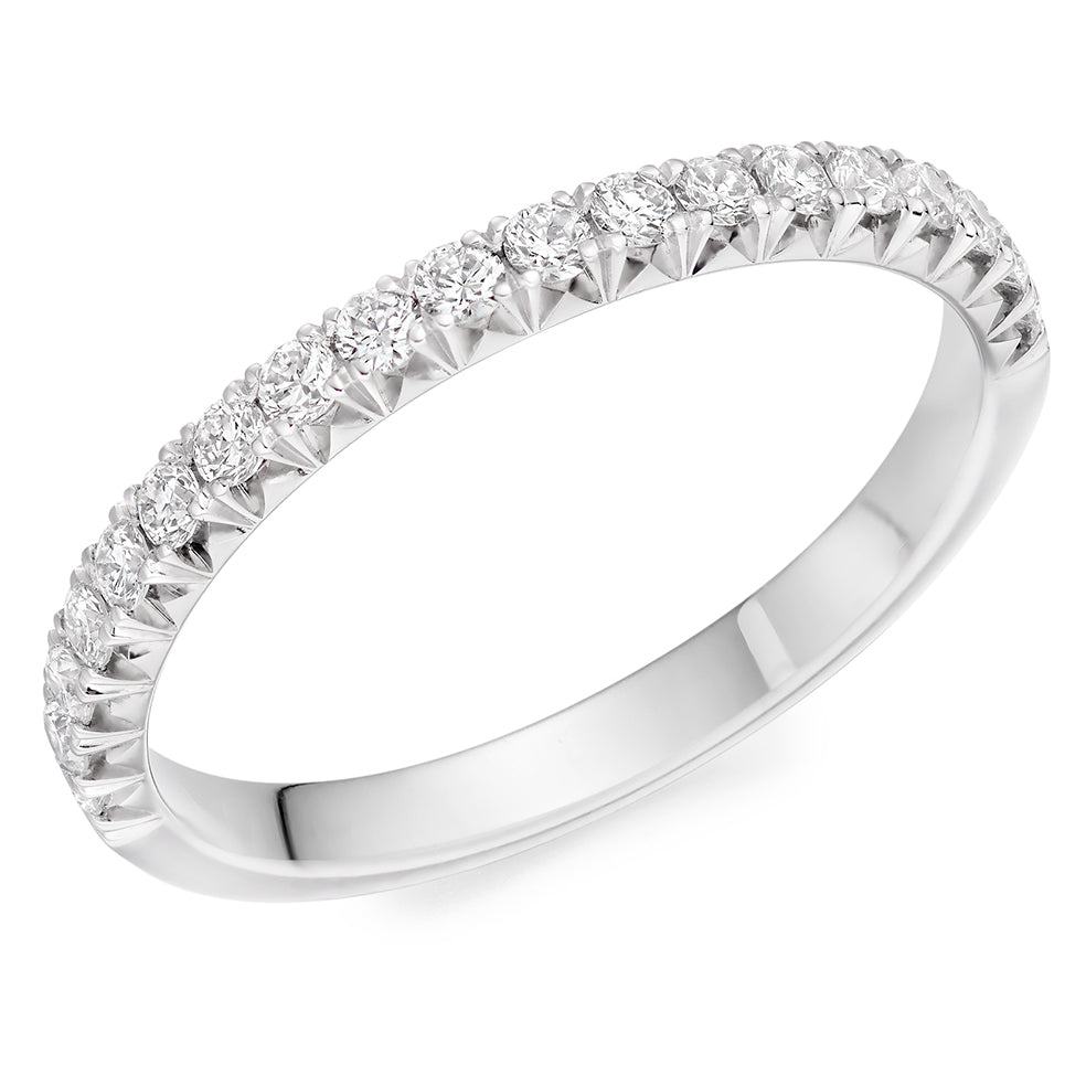 Ruby & Diamond Half Eternity Ring with French-Cut, 0.2ct