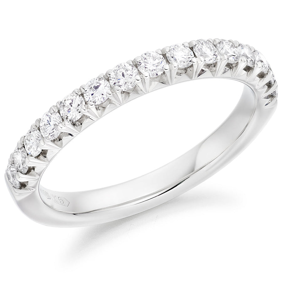 Emerald & Diamond Half Eternity Ring with French-Cut, 0.25ct
