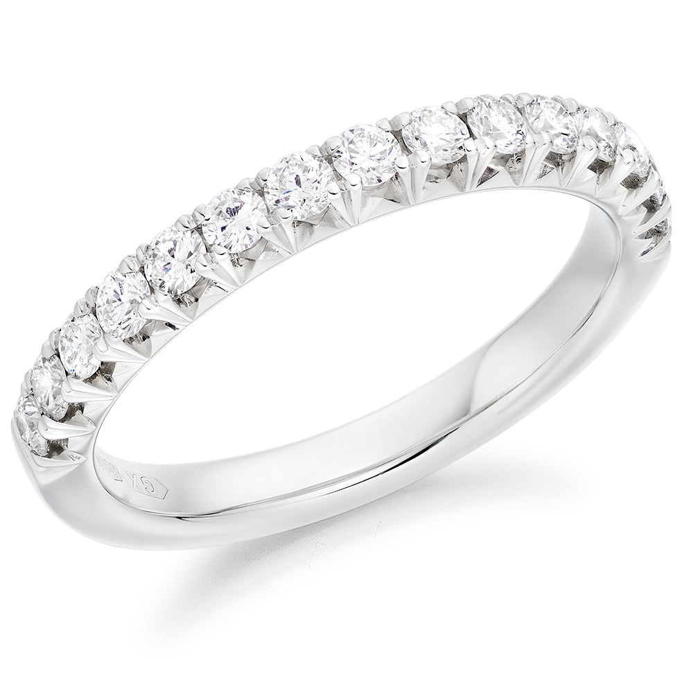 Ruby & Diamond Half Eternity Ring with French-Cut, 0.25ct