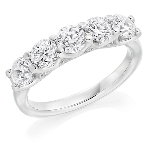 Claw-Set Diamond Half Eternity Ring, 1.7ct
