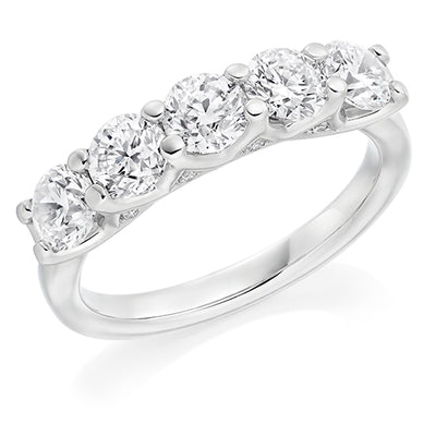 Claw-Set Diamond Half Eternity Ring, 1.7ct