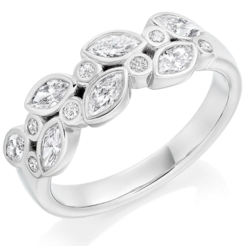 Rubover Diamond Half Eternity Ring, 0.8ct